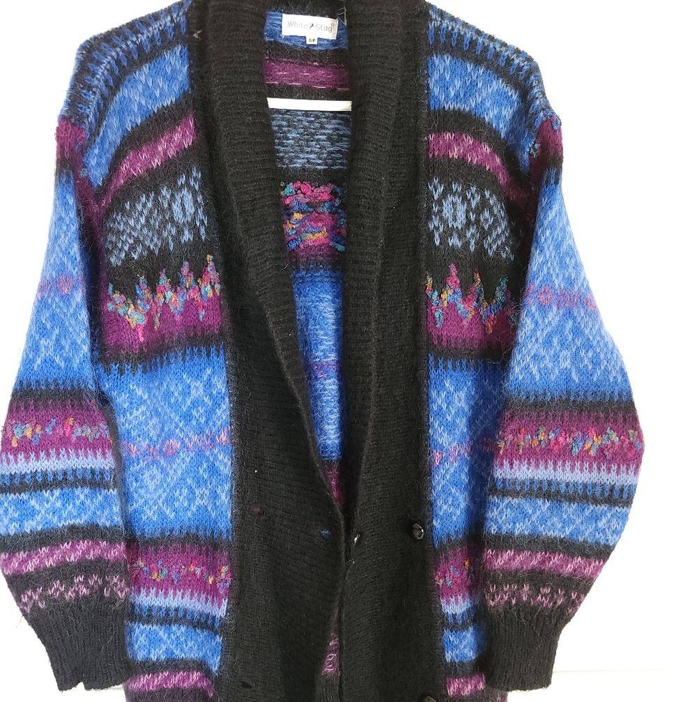WHITE Stag Vintage Mohair Cardigan S
